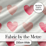 Soft Watercolor Pink Hearts Minimal Seamless Pattern Digital Print Fabric by the Metre UK Sewing Quilting Textile