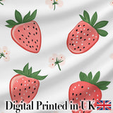 Cute Strawberry Floral Pastel Seamless Pattern Digital Print Fabric by the Metre UK Sewing Quilting Textile