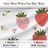 Cute Strawberry Blossom Soft Pastel Seamless Pattern Digital Print Fabric by the Metre UK Sewing Quilting Textile