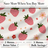 Cute Strawberry Daisy Floral Soft Seamless Pattern Digital Print Fabric by the Metre UK Sewing Quilting Textile