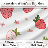 Cute Strawberry Minimal Floral Soft Seamless Pattern Digital Print Fabric by the Metre UK Sewing Quilting Textile