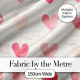 Soft Watercolor Pink Hearts Romantic Seamless Pattern Digital Print Fabric by the Metre UK Sewing Quilting Textile