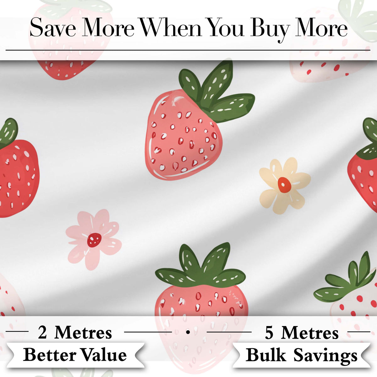 Cute Strawberry Floral Sweet Pastel Seamless Pattern Digital Print Fabric by the Metre UK Sewing Quilting Textile