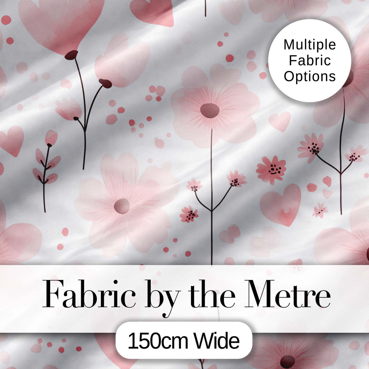 Soft Pink Floral Blossom Romantic Seamless Pattern Digital Print Fabric by the Metre UK Sewing Quilting Textile
