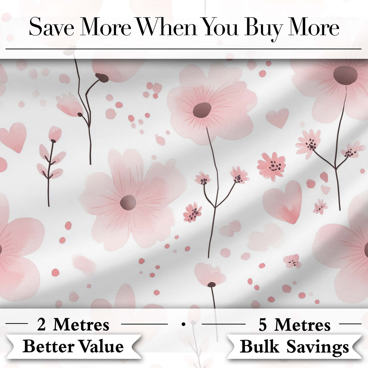 Soft Pink Floral Blossom Romantic Seamless Pattern Digital Print Fabric by the Metre UK Sewing Quilting Textile