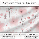 Soft Pink Floral Blossom Romantic Seamless Pattern Digital Print Fabric by the Metre UK Sewing Quilting Textile