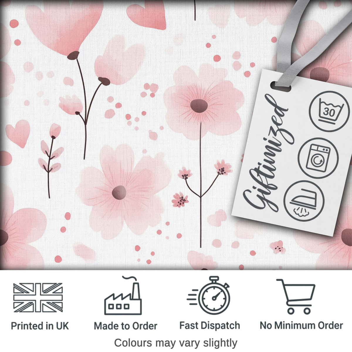 Soft Pink Floral Blossom Romantic Seamless Pattern Digital Print Fabric by the Metre UK Sewing Quilting Textile