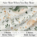 Cute Baby Whale Ocean Floral Watercolor Seamless Pattern Digital Print Fabric by the Metre UK Sewing Quilting Textile