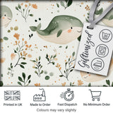 Cute Baby Whale Ocean Floral Watercolor Seamless Pattern Digital Print Fabric by the Metre UK Sewing Quilting Textile