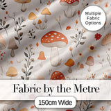Whimsical Forest Mushroom Botanical Soft Seamless Pattern Digital Print Fabric by the Metre UK Sewing Quilting Textile