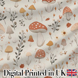 Whimsical Forest Mushroom Botanical Soft Seamless Pattern Digital Print Fabric by the Metre UK Sewing Quilting Textile