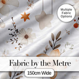 Neutral Floral Star Nursery Watercolor Seamless Pattern Digital Print Fabric by the Metre UK Sewing Quilting Textile
