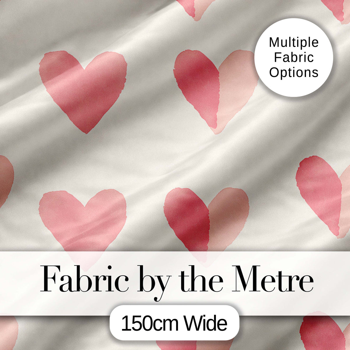 Soft Pink Heart Love Romantic Seamless Pattern Digital Print Fabric by the Metre UK Sewing Quilting Textile
