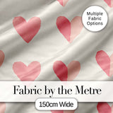 Soft Pink Heart Love Romantic Seamless Pattern Digital Print Fabric by the Metre UK Sewing Quilting Textile