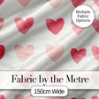 Watercolor Pink Heart Valentines Seamless Pattern Digital Print Fabric by the Metre UK Sewing Quilting Textile