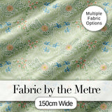 Soft Green Floral Bird Garden Seamless Pattern Digital Print Fabric by the Metre UK Sewing Quilting Textile