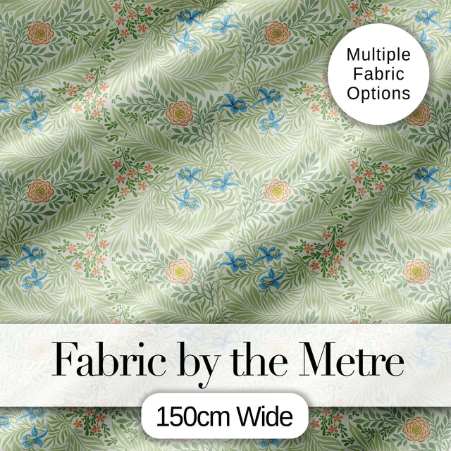 Soft Green Floral Bird Garden Seamless Pattern Digital Print Fabric by the Metre UK Sewing Quilting Textile