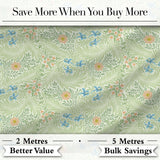 Soft Green Floral Bird Garden Seamless Pattern Digital Print Fabric by the Metre UK Sewing Quilting Textile