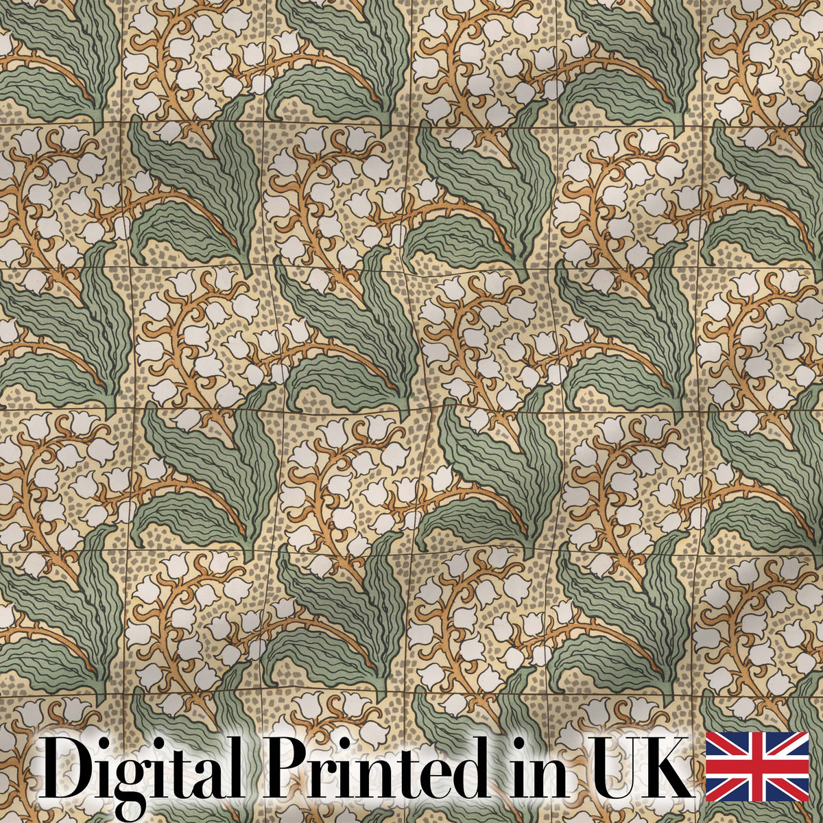 Vintage Lily Of The Valley Tile Seamless Pattern Digital Print Fabric by the Metre UK Sewing Quilting Textile