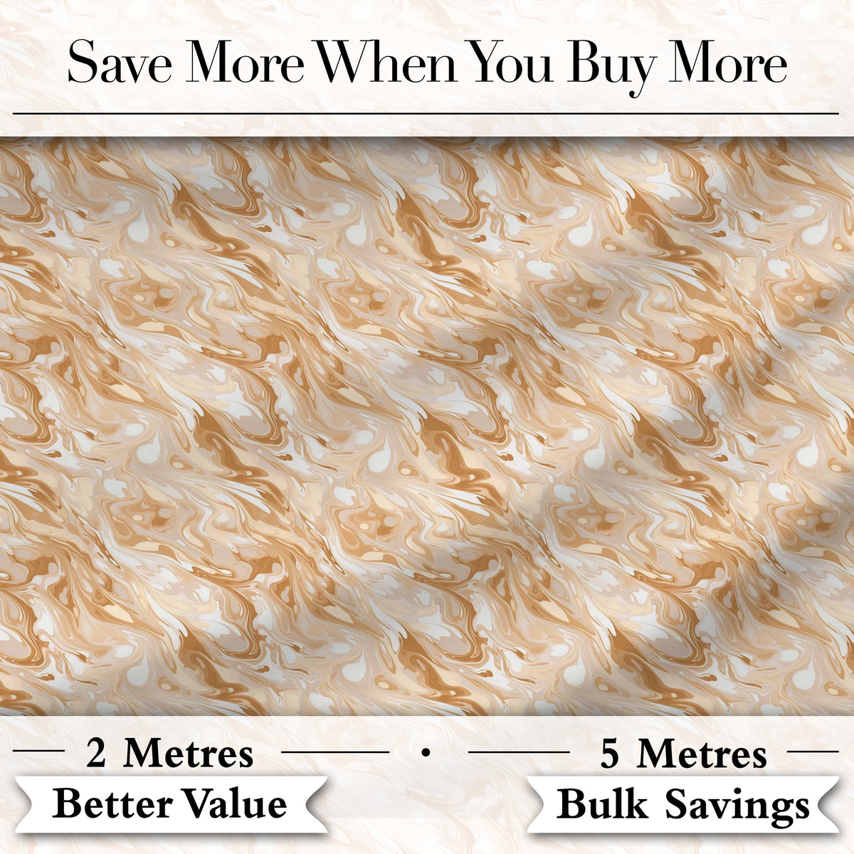 Neutral Beige Cream Marble Swirl Seamless Pattern Digital Print Fabric by the Metre UK Sewing Quilting Textile