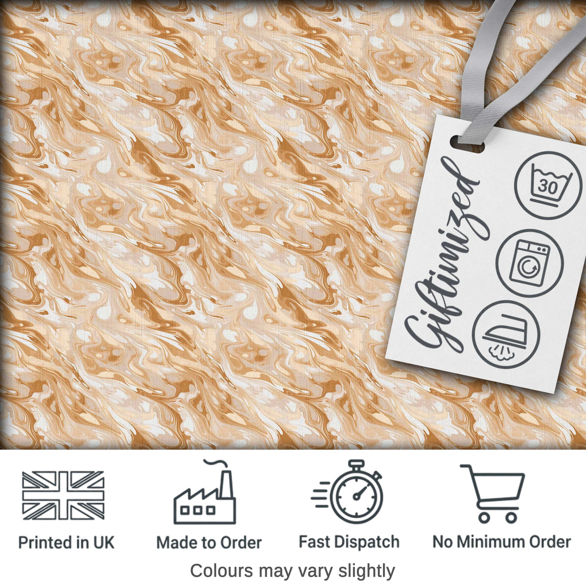 Neutral Beige Cream Marble Swirl Seamless Pattern Digital Print Fabric by the Metre UK Sewing Quilting Textile
