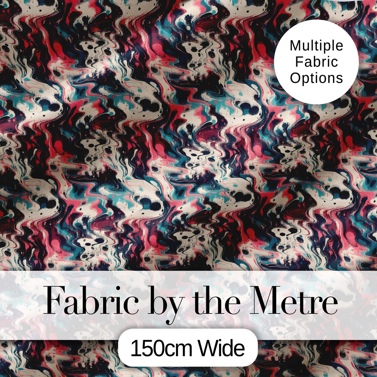 Retro Dark Abstract Paint Swirl Seamless Pattern Digital Print Fabric by the Metre UK Sewing Quilting Textile