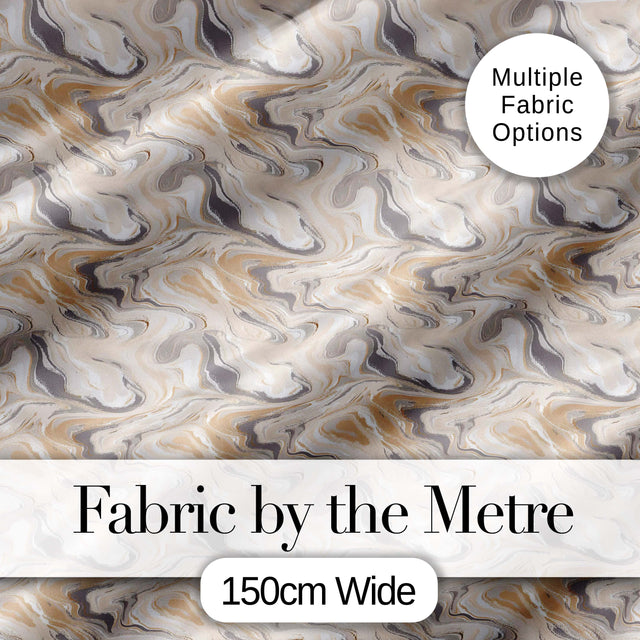 Soft Grey Beige Marble Flow Seamless Pattern Digital Print Fabric by the Metre UK Sewing Quilting Textile