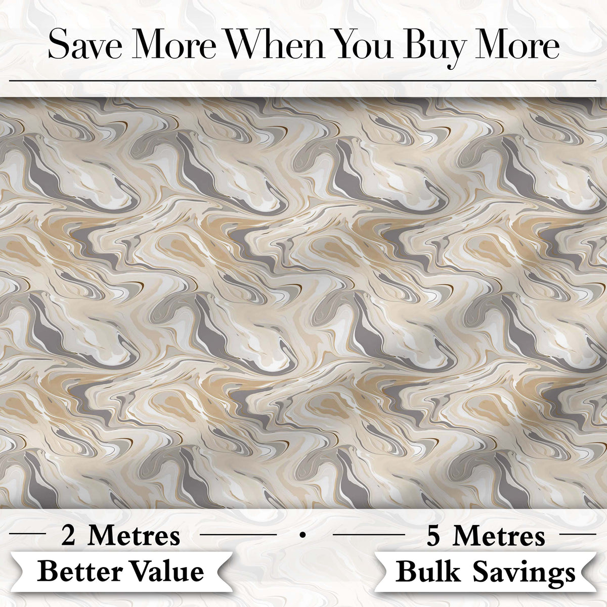 Soft Grey Beige Marble Flow Seamless Pattern Digital Print Fabric by the Metre UK Sewing Quilting Textile