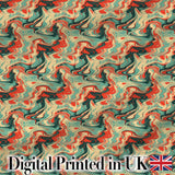 Retro Orange Teal Swirl Marble Seamless Pattern Digital Print Fabric by the Metre UK Sewing Quilting Textile