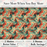 Retro Orange Teal Swirl Marble Seamless Pattern Digital Print Fabric by the Metre UK Sewing Quilting Textile