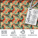 Retro Orange Teal Swirl Marble Seamless Pattern Digital Print Fabric by the Metre UK Sewing Quilting Textile