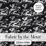 Monochrome Black White Liquid Marble Seamless Pattern Digital Print Fabric by the Metre UK Sewing Quilting Textile