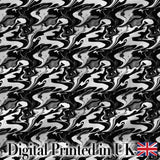Monochrome Black White Liquid Marble Seamless Pattern Digital Print Fabric by the Metre UK Sewing Quilting Textile