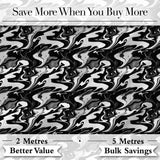 Monochrome Black White Liquid Marble Seamless Pattern Digital Print Fabric by the Metre UK Sewing Quilting Textile