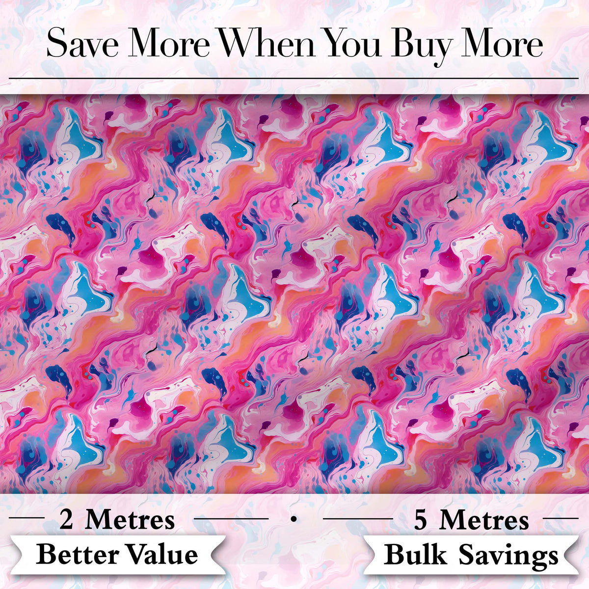 Vibrant Pink Blue Abstract Fluid Marble Seamless Pattern Digital Print Fabric by the Metre UK Sewing Quilting Textile