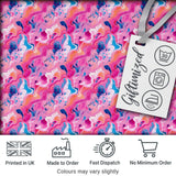 Vibrant Pink Blue Abstract Fluid Marble Seamless Pattern Digital Print Fabric by the Metre UK Sewing Quilting Textile