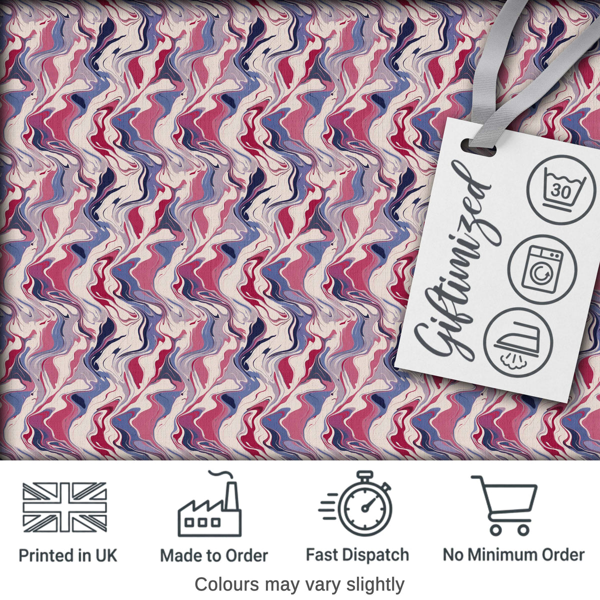 Soft Pink Blue Abstract Fluid Marble Seamless Pattern Digital Print Fabric by the Metre UK Sewing Quilting Textile