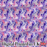 Purple Pink Liquid Marble Swirl Seamless Pattern Digital Print Fabric by the Metre UK Sewing Quilting Textile