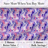 Purple Pink Liquid Marble Swirl Seamless Pattern Digital Print Fabric by the Metre UK Sewing Quilting Textile