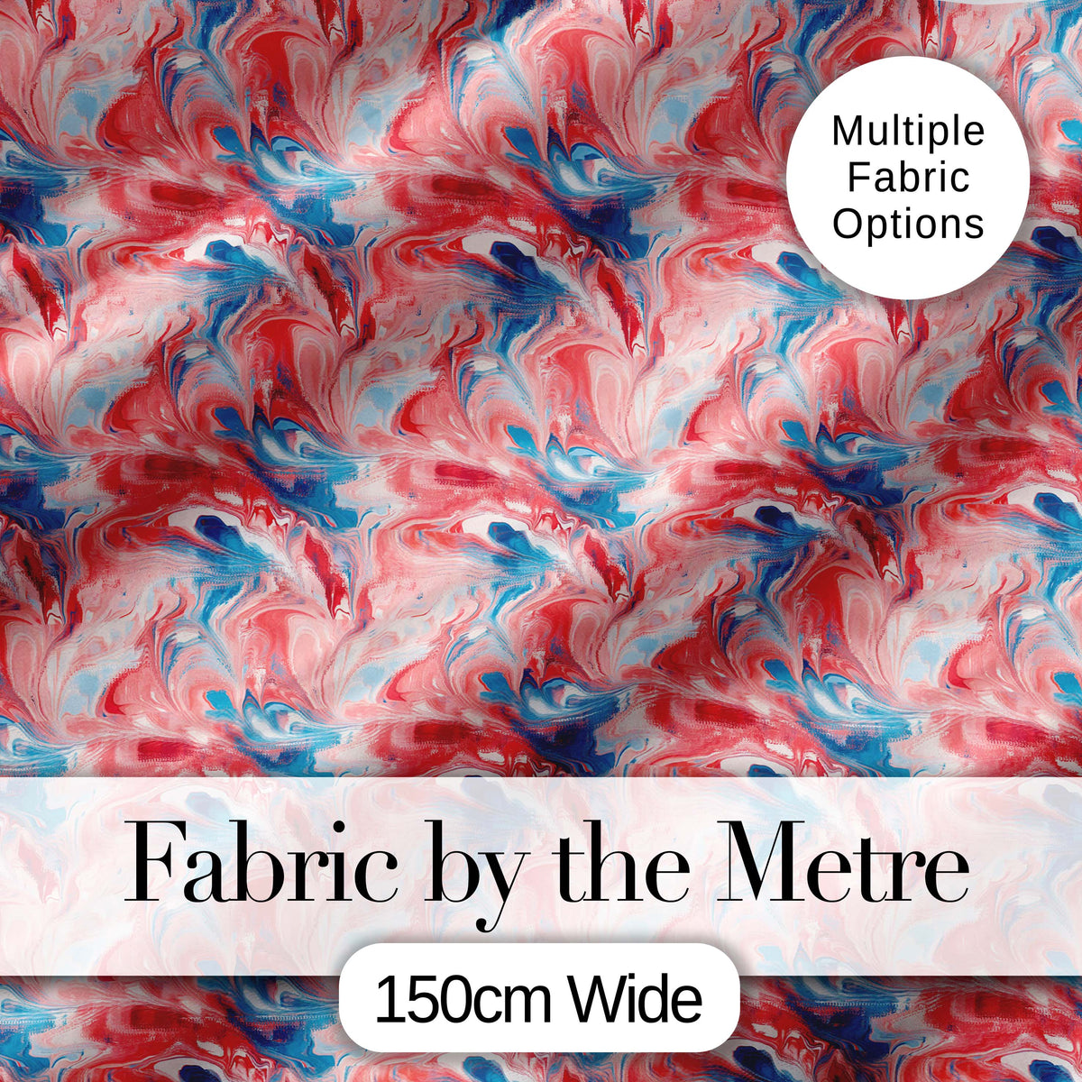 Coral Blue Soft Fluid Marble Seamless Pattern Digital Print Fabric by the Metre UK Sewing Quilting Textile