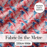 Coral Blue Soft Fluid Marble Seamless Pattern Digital Print Fabric by the Metre UK Sewing Quilting Textile