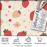 Cute Strawberry Floral Doodle Seamless Pattern Digital Print Fabric by the Metre UK Sewing Quilting Textile