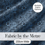 Elegant Blue Botanical Floral Seamless Pattern Digital Print Fabric by the Metre UK Sewing Quilting Textile