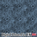 Elegant Blue Botanical Floral Seamless Pattern Digital Print Fabric by the Metre UK Sewing Quilting Textile