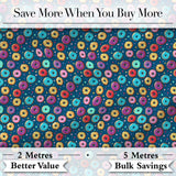 Colorful Donut Sprinkles Pattern on Dark Background Seamless Pattern Digital Print Fabric by the Metre UK Sewing Quilting Textile