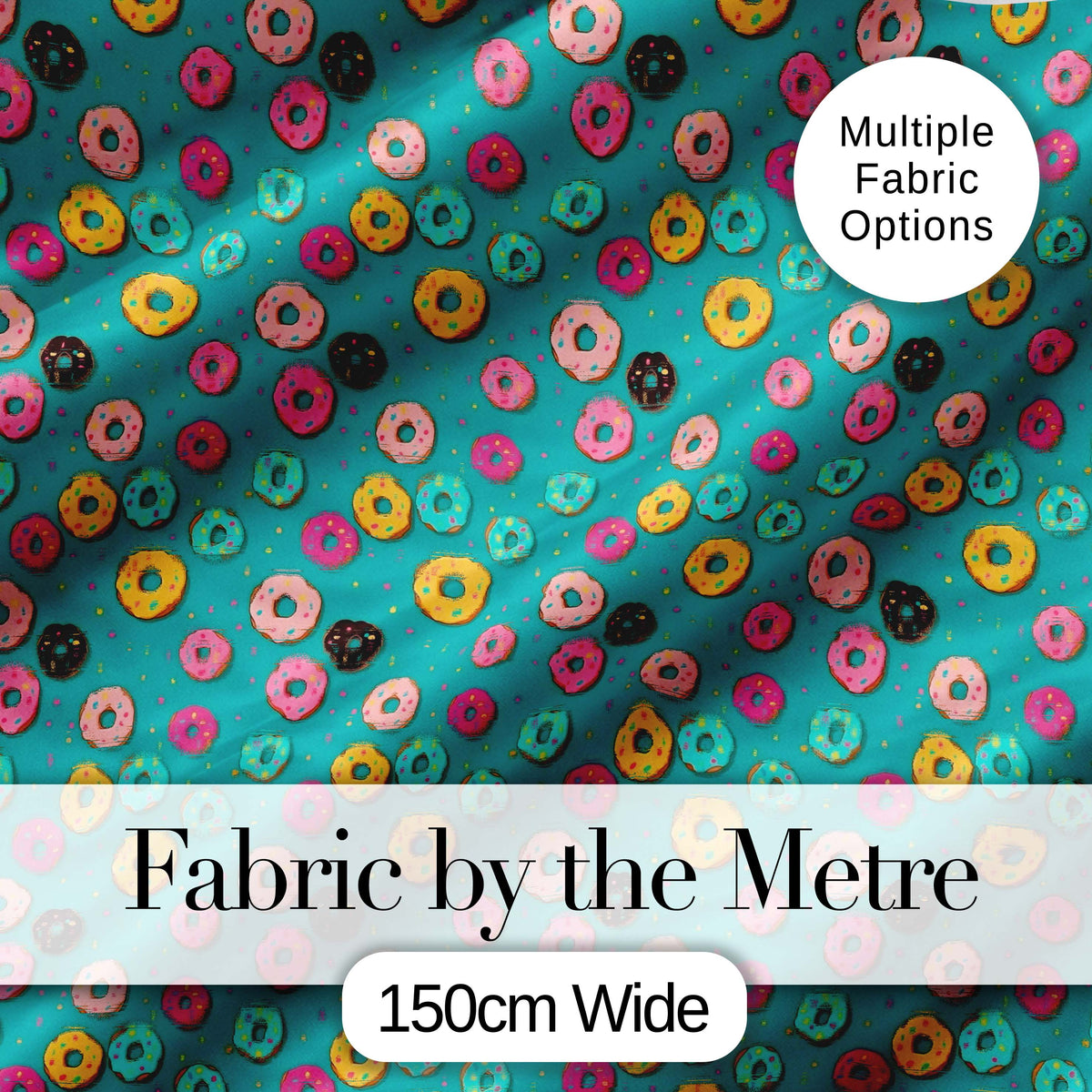 Pastel Donut Sweet Treat Seamless Pattern Digital Print Fabric by the Metre UK Sewing Quilting Textile