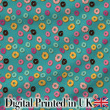 Pastel Donut Sweet Treat Seamless Pattern Digital Print Fabric by the Metre UK Sewing Quilting Textile