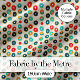 Minimal Donut Icons on Cream Background Seamless Pattern Digital Print Fabric by the Metre UK Sewing Textile