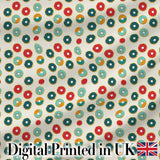Minimal Donut Icons on Cream Background Seamless Pattern Digital Print Fabric by the Metre UK Sewing Textile