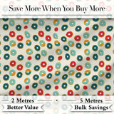 Minimal Donut Icons on Cream Background Seamless Pattern Digital Print Fabric by the Metre UK Sewing Textile